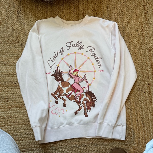 Living Fully Rodeo Women's Crew Neck Sweater - baby pink - Picture 1 of 1